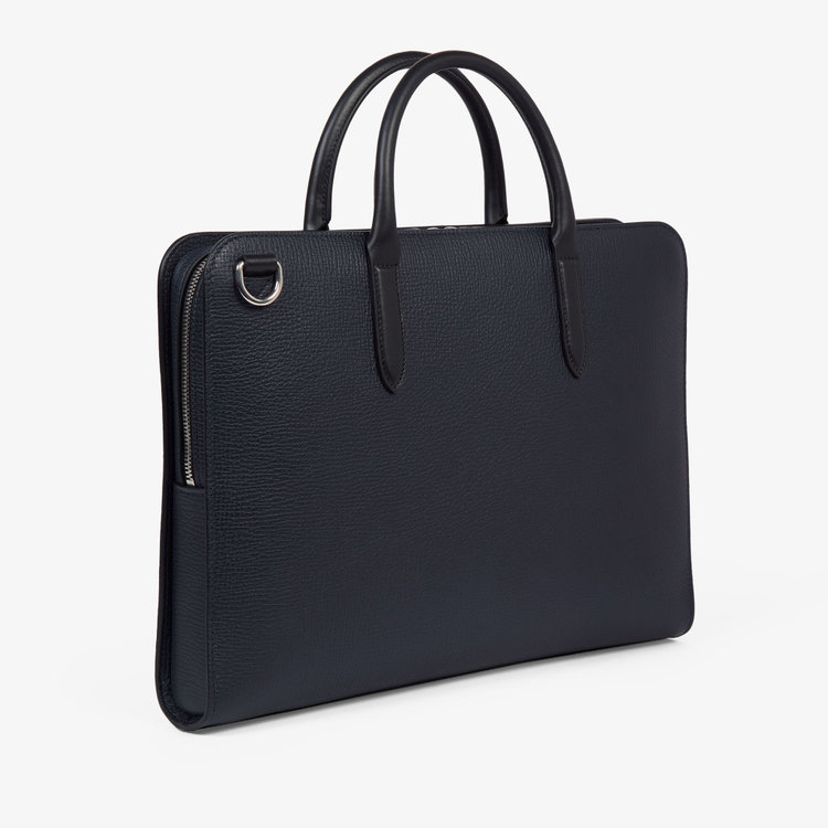 Smythson Ludlow Ultra Slim Brief Case With Zip Front NAVY