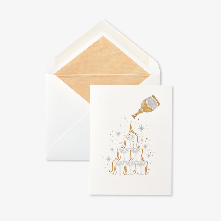 Smythson Christmas Champagne 6CE WHITE WOVE