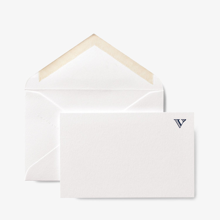Smythson Initial V Alphabet 10 Card Set WHITE WOVE