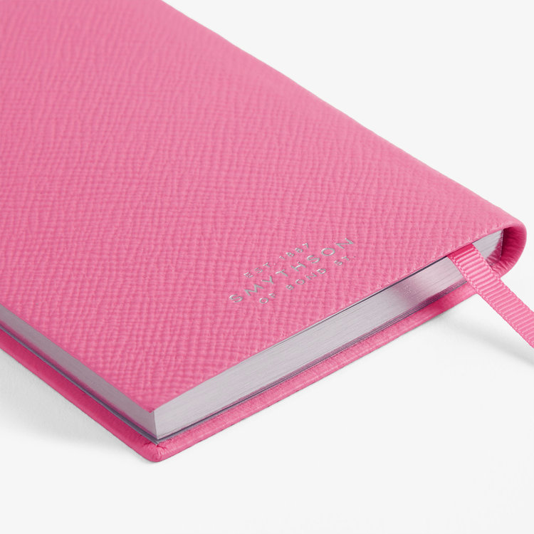 Smythson Pastegrain Panama Notebook XOXO FLAMINGO