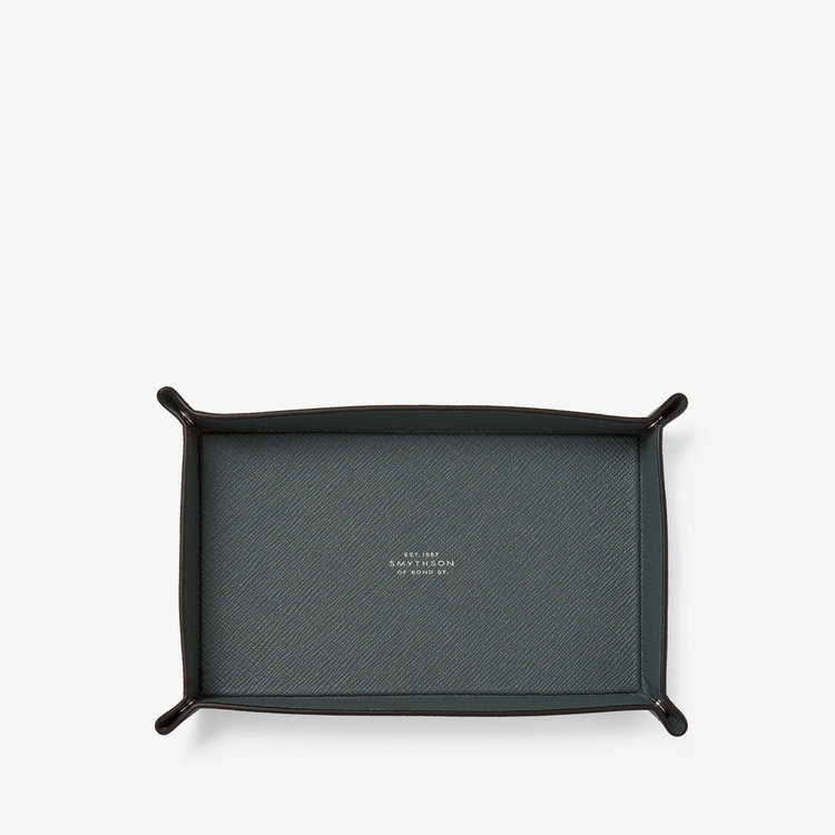Smythson Panama Small Rect Trinket Tray S GREEN