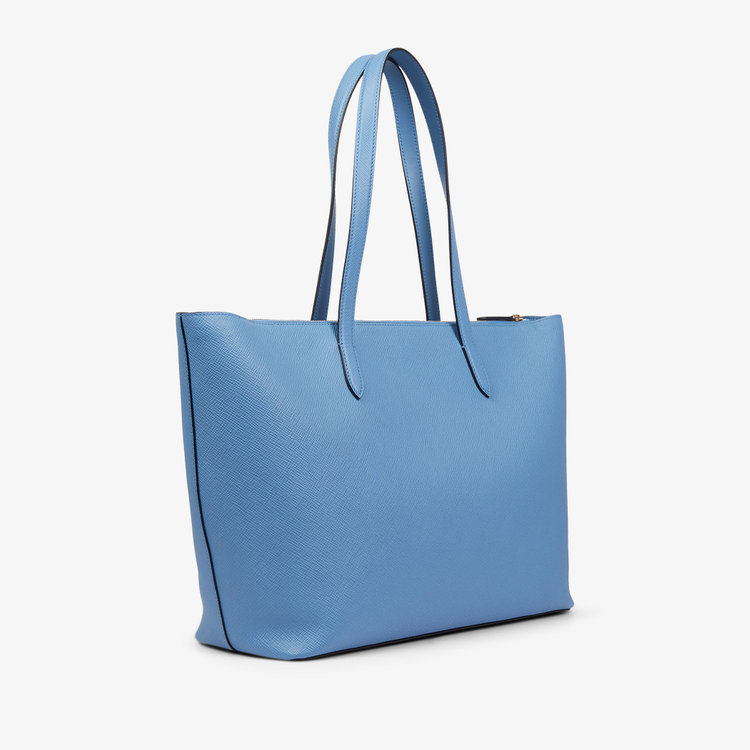 Smythson Panama Eastwest Tote With Zip NILE BLUE
