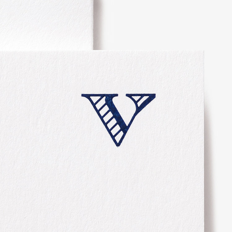 Smythson Initial V Alphabet 10 Card Set WHITE WOVE