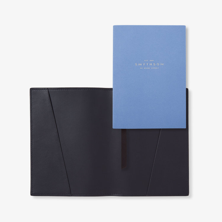 Smythson Ludlow Refillable Small Evergreen Notebook NAVY