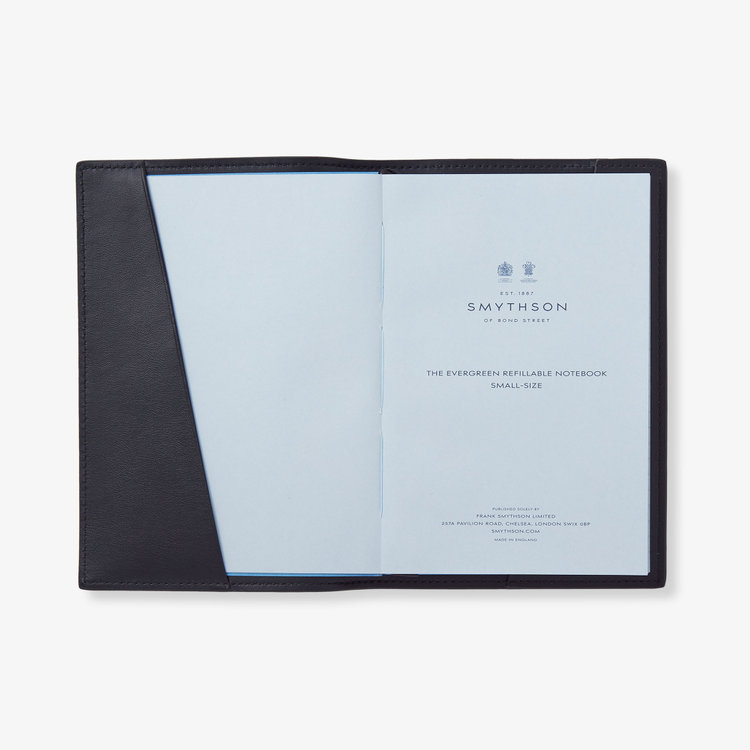 Smythson Ludlow Refillable Small Evergreen Notebook NAVY