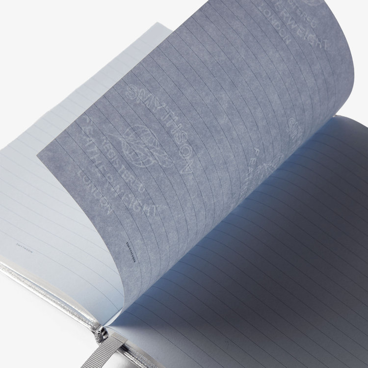 Smythson 【ポイント10%還元】Soho Notebook in Metallic Leather SILVER