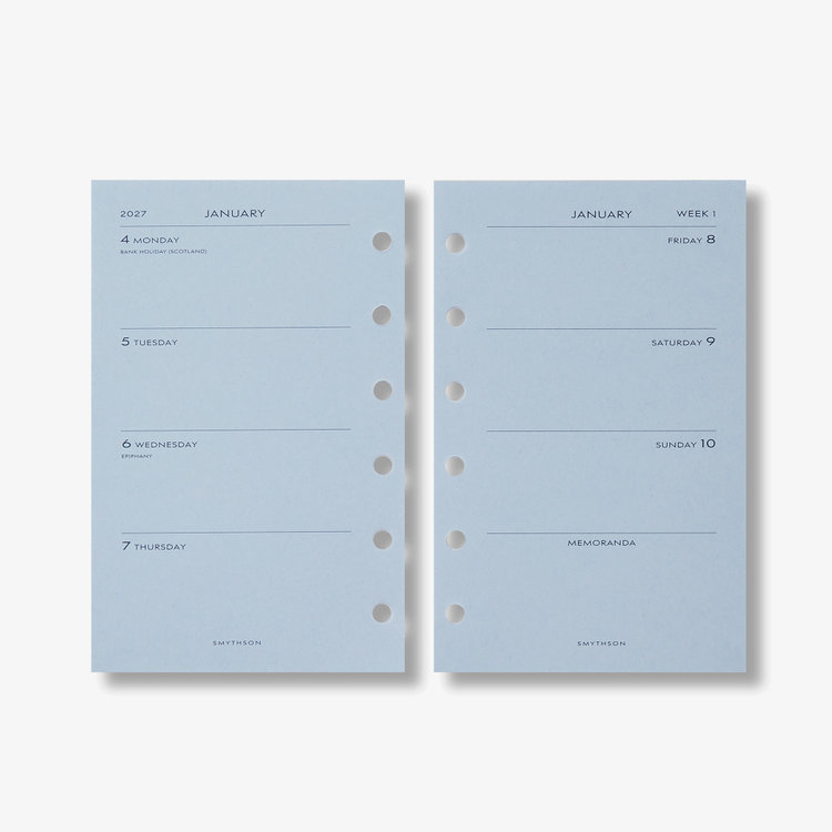 Smythson 2027 Bijou Diary Organiser Refill NILE BLUE