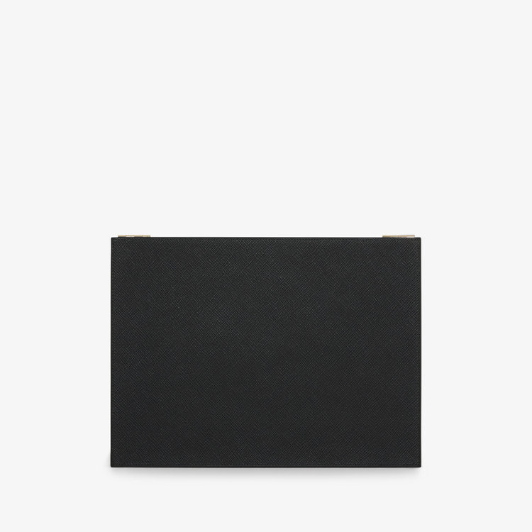 Smythson Panama Jewellery Box With Travel Tray BLACK