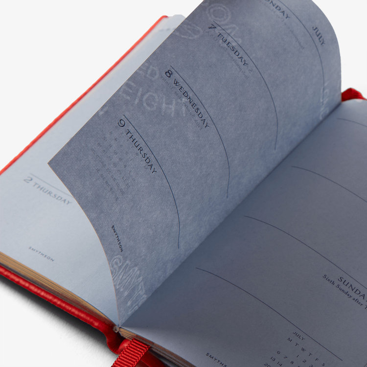 Smythson 【予約】2027 Wafer Weekly Diary with Pencil in Pastegrain SCARLET RED