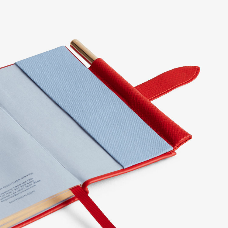 Smythson 【予約】2027 Wafer Weekly Diary with Pencil in Pastegrain SCARLET RED