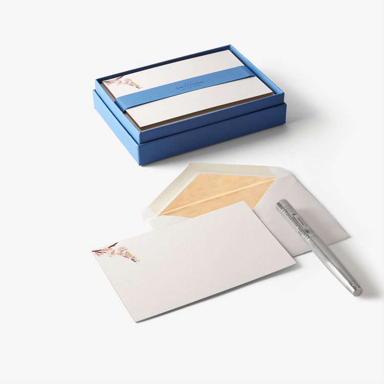 Smythson 【日本限定】Japan Motif Sakura Correspondence Cards WHITE WOVE