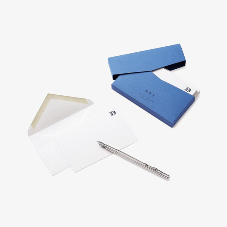 Smythson Initial B Alphabet 10 Card Set WHITE WOVE