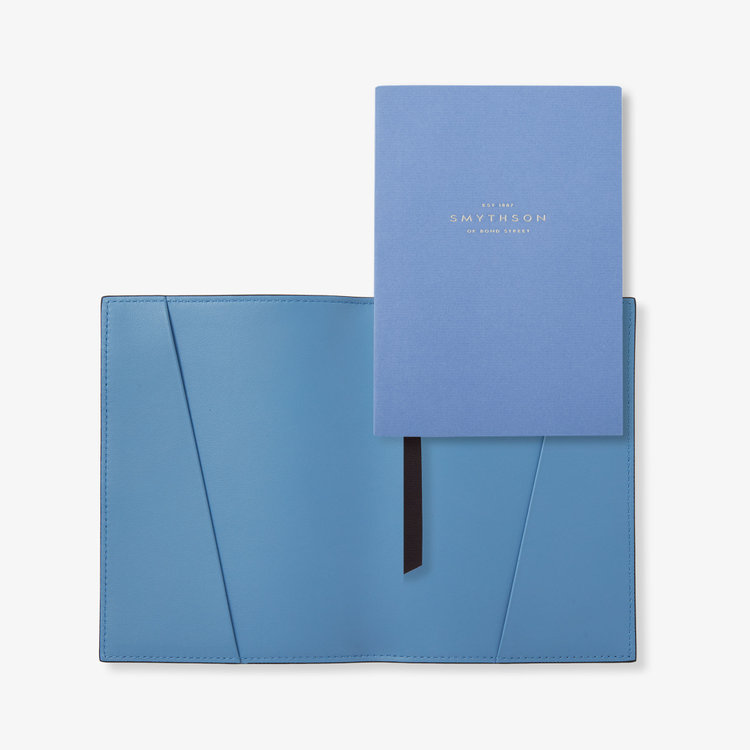 Smythson Ludlow Refillable Small Evergreen Notebook NILE BLUE
