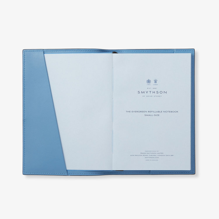 Smythson Ludlow Refillable Small Evergreen Notebook NILE BLUE