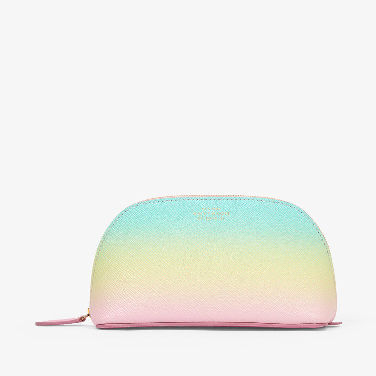 Smythson Panama Rainbow Cosmetic Case PEARL PINK