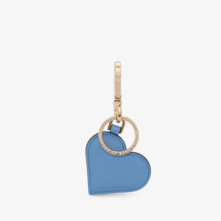 Smythson Panama Heart Keyring NILE BLUE