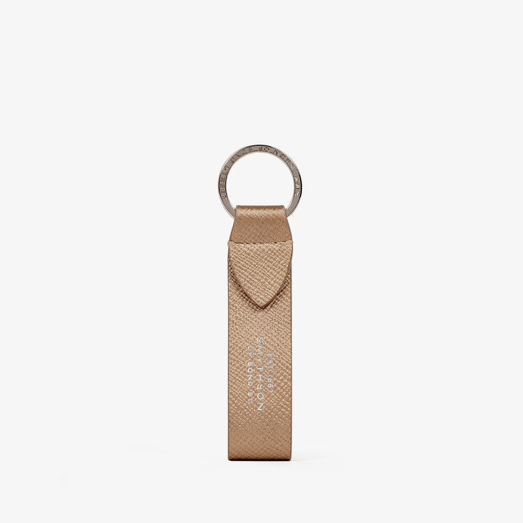 Smythson Panama Keyring with Leather Strap BRONZE