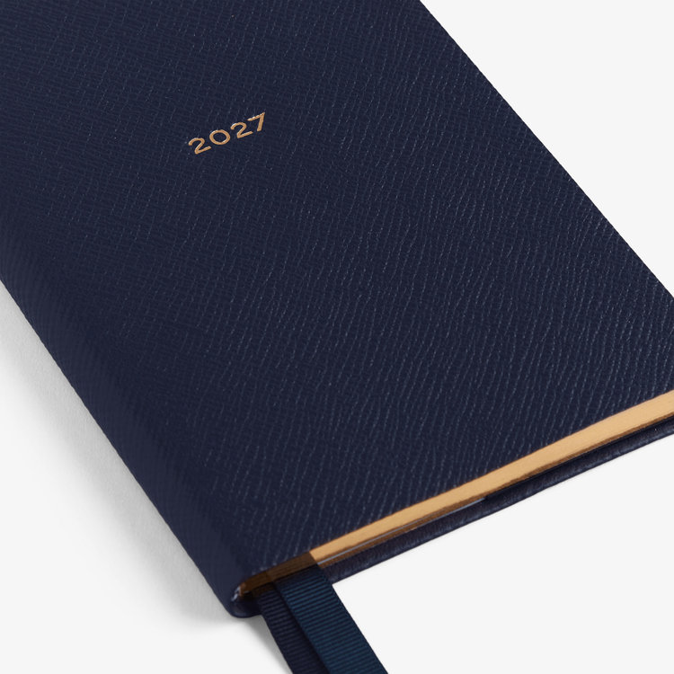 Smythson 2027 Chelsea Weekly Diary in Pastegrain NAVY