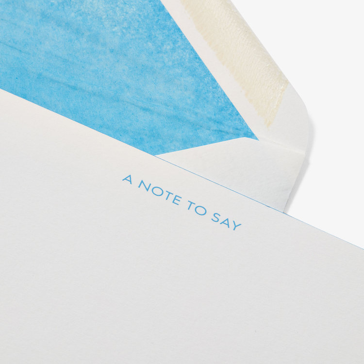 Smythson Iconic A Note To Say 10 Card Set WHITE WOVE NILE BLUE
