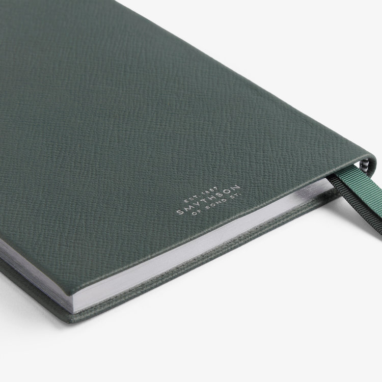 Smythson 2027 Soho Vertical Weekly Diary in Pastegrain SLATE GREEN