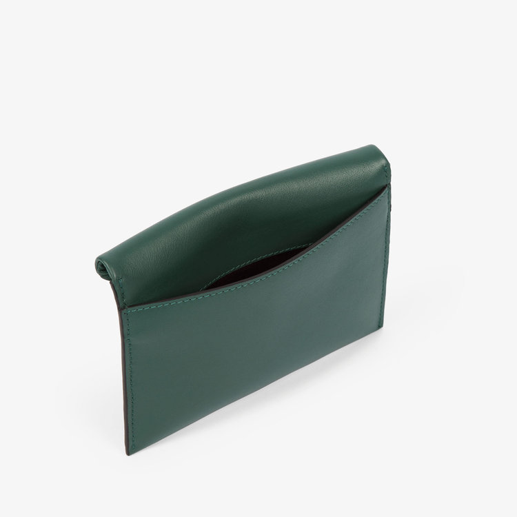 Smythson Envelope Pouch in Milton PINE GREEN
