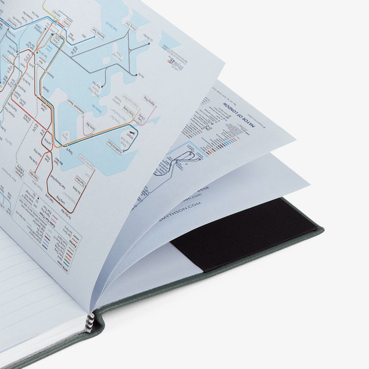 Smythson 2027 Soho Vertical Weekly Diary in Pastegrain SLATE GREEN