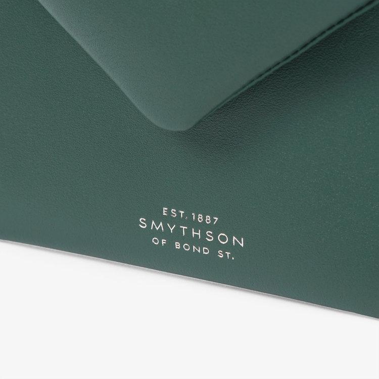 Smythson Envelope Pouch in Milton PINE GREEN