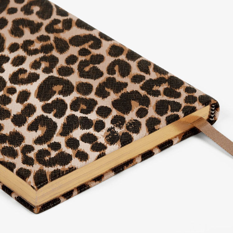 Smythson Panama Soho Leopard Notebook SAND