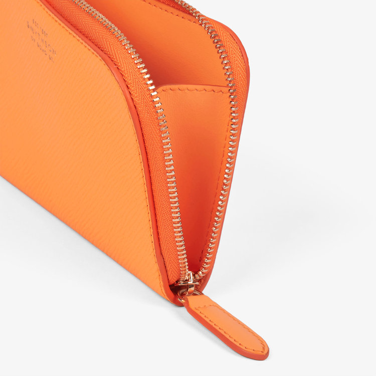 Smythson Panama Small Flat Pouch LIGHT ORANGE