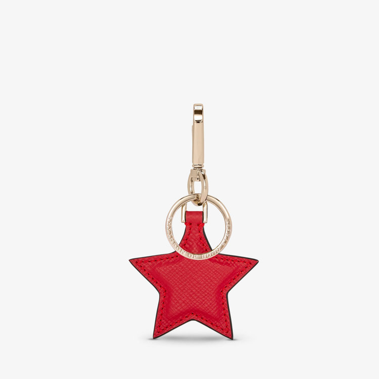 Smythson Panama Star Keyring SCARLET RED
