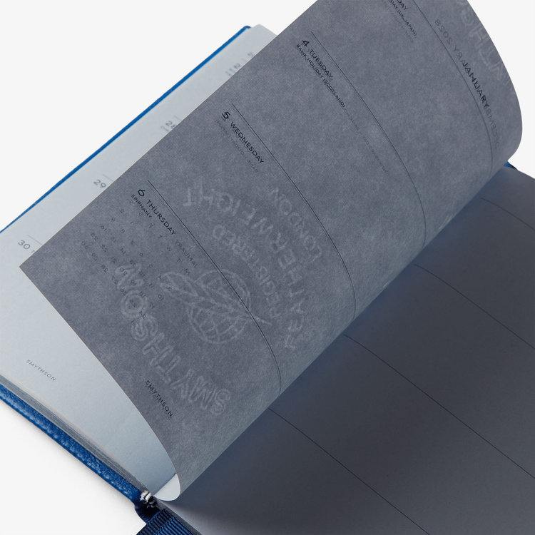Smythson 2027 Chelsea Weekly Diary in Pastegrain CERULEAN